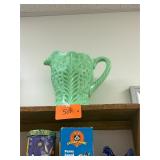 Vintage Marked LE Smith Dogwood Jadite Pitcher