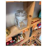 Vintage glass candy jar with lid