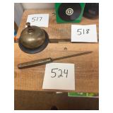 Vtg Desk Bell And Etched Handle Tool