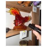 Vtg Amberina Glass Rooster Figurine