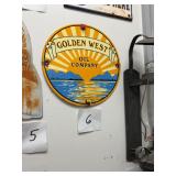 Vintage Golden West Oil Company Metal Sign 1949