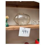 Vtg Textured Glass Piggy Bank