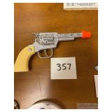 Vtg Toy Cap Gun Silver-Tone