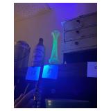 Vintage Uranium Glass Etched Vase