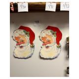 Pair Vtg Santa Wall Plaques