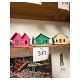 Vtg Cardboard Putz Houses Set