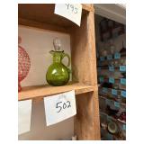 Vintage Green Art Glass Cruet