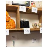 Pair Of Black Glass Shakers