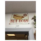 Vintage Hot Dogs Metal Sign