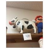Vtg Metal Cow Figurine w/ Bell