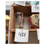 Vtg Glass Tumbler w/ Silver Rim