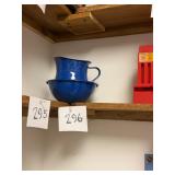 Vintage Porcelain Enamelware Pitcher And Basin Set