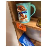 Vtg Skating Rabbit Plastic Mug