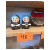 Vtg Ceramic Monk Salt And Pepper Shakers