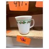 Vtg Corning Milk Glass Holly Mug
