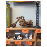 Vintage Hand-Carved Wooden Motorcycle
