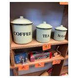 Vtg Enamel Kitchen Canister Set