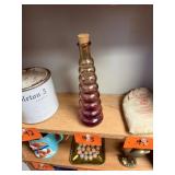 Vtg Ribbed Purple Glass Bottle