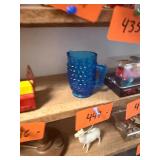 Vtg Blue Fenton Hobnail Glass Creamer