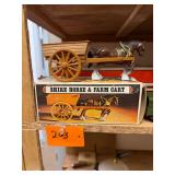 Vtg Shire Horse And Farm Cart