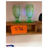 Vintage Uranium Glass S+P Shakers