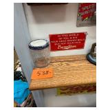 Vintage Burma-Shave Glass Jar + Orig Sign