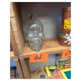 Vtg Clear Glass Skull Bottle