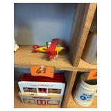 Vtg Snoopy Biplane Metal Toy