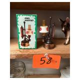 Vtg Metal Oil Lamp Pencil Sharpener
