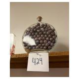 Vintage Glass Decanter w/ Purple slag marbles