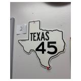 Vintage Porcelain Texas Highway Sign 45