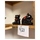 Vintage Ceramic Black Cat redware S+P Shakers