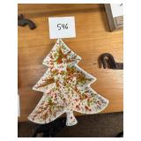 Vintage Ceramic Christmas Tree Dish 1980