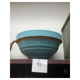 Vintage Blue Glazed Stoneware Mixing Bowl