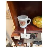 Vintage Fire-King Milk Glass Tiger Mug