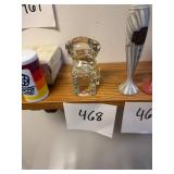 Vintage Clear Glass Dog Candy Container