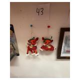 Vintage Flocked Reindeer Christmas Ornaments