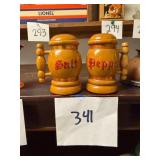 Vintage Wooden Barrel Salt And Pepper Shakers