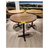 THREE WOOD HIGH TOP TABLES 35 1/2' X 42' TALL