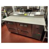 LIKE NEW TURBO AIR 4DR PREP TABLE w/ REFRIG. BASE