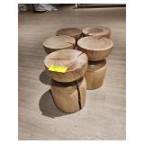 FIVE WOOD END/COCKTAIL TABLES 12' X 17 1/2' TALL