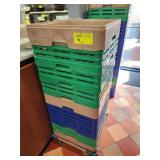 EIGHT DISHWASHER AND GLASS RACKS AND DOLLY