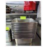SIXTEEN 1/2 SIZE STAINLESS STEEL PANS 6' DEEP
