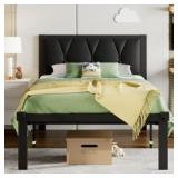 $80 Twin Size Metal Platform Bed Frame,Faux Leathe
