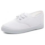 $14 JGKDTX Boy's Girl's Lace up Sneakers Unisex Wh