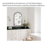 $70 Arched Wall Mirror for Bathroom, 24'x36' Black