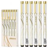 $8 Black Ink Pens, 6-Pack, White, Smooth Writing,