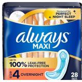 $6 Always Maxi Feminine Pads for Women, Size 4 Ove
