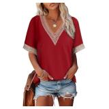 $10 EVALESS Womens Short Sleeve Sexy Summer Tops L
