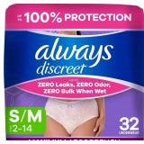 $19 Always Discreet Adult Diapers for Women, Incon